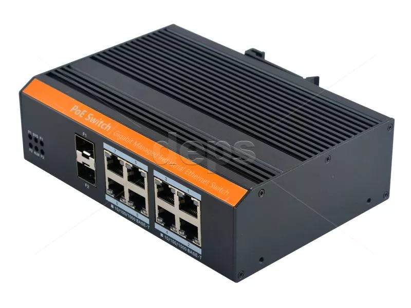 Керований промисловий POE комутатор FoxGate S6108G-S2-I-W POE [GE: 8 x RJ-45 PoE + 2 х SFP]