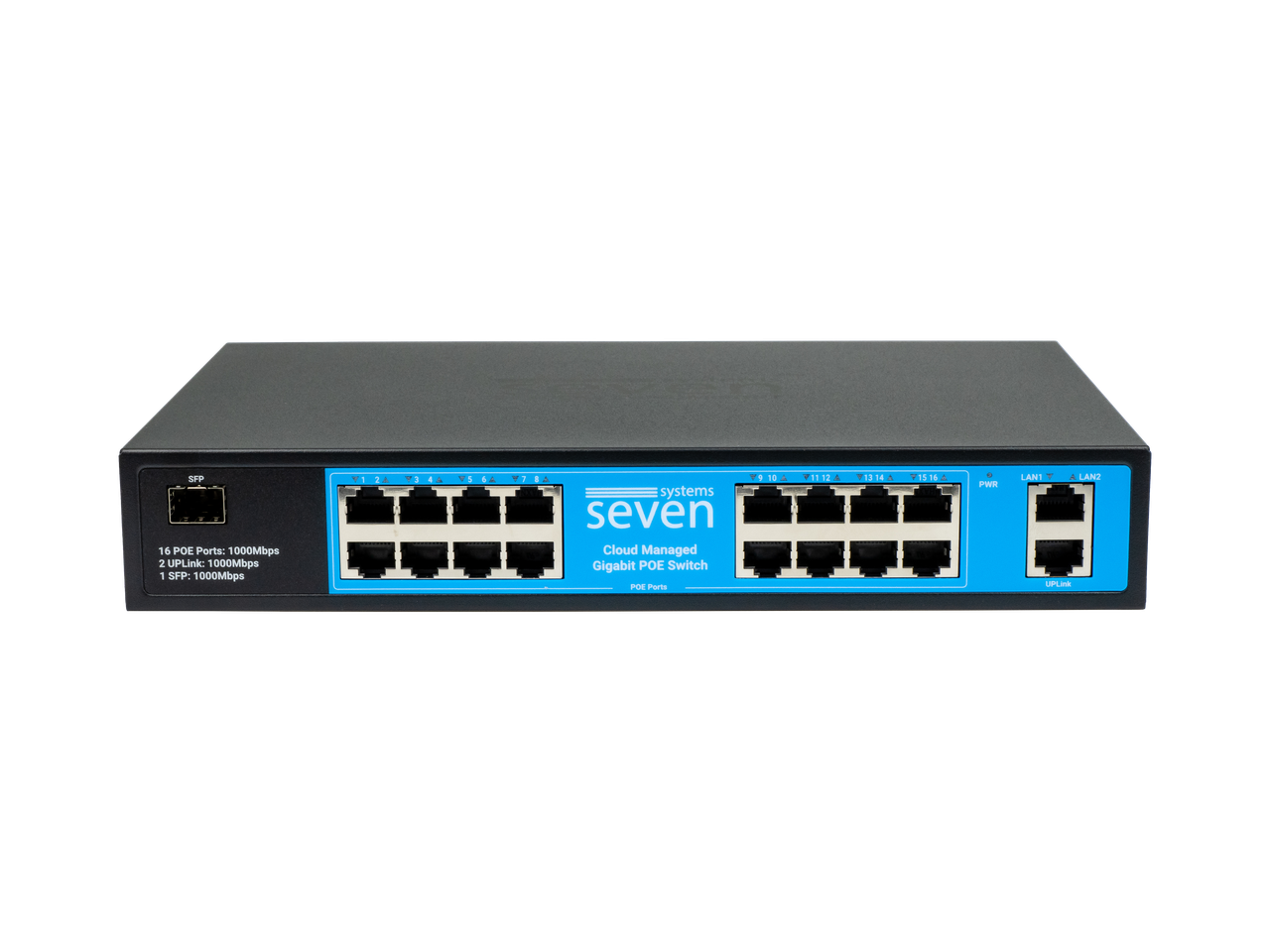 Хмарно керований гігабітний 19-ти портовий PoE комутатор SEVEN GPS316 (Cloud POE: 16G, UP: 2G+1SFP)