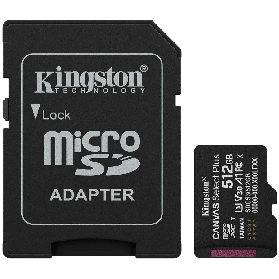 Kingston 512GB microSDXC Canvas Select Plus Gen3 Card + Adapter