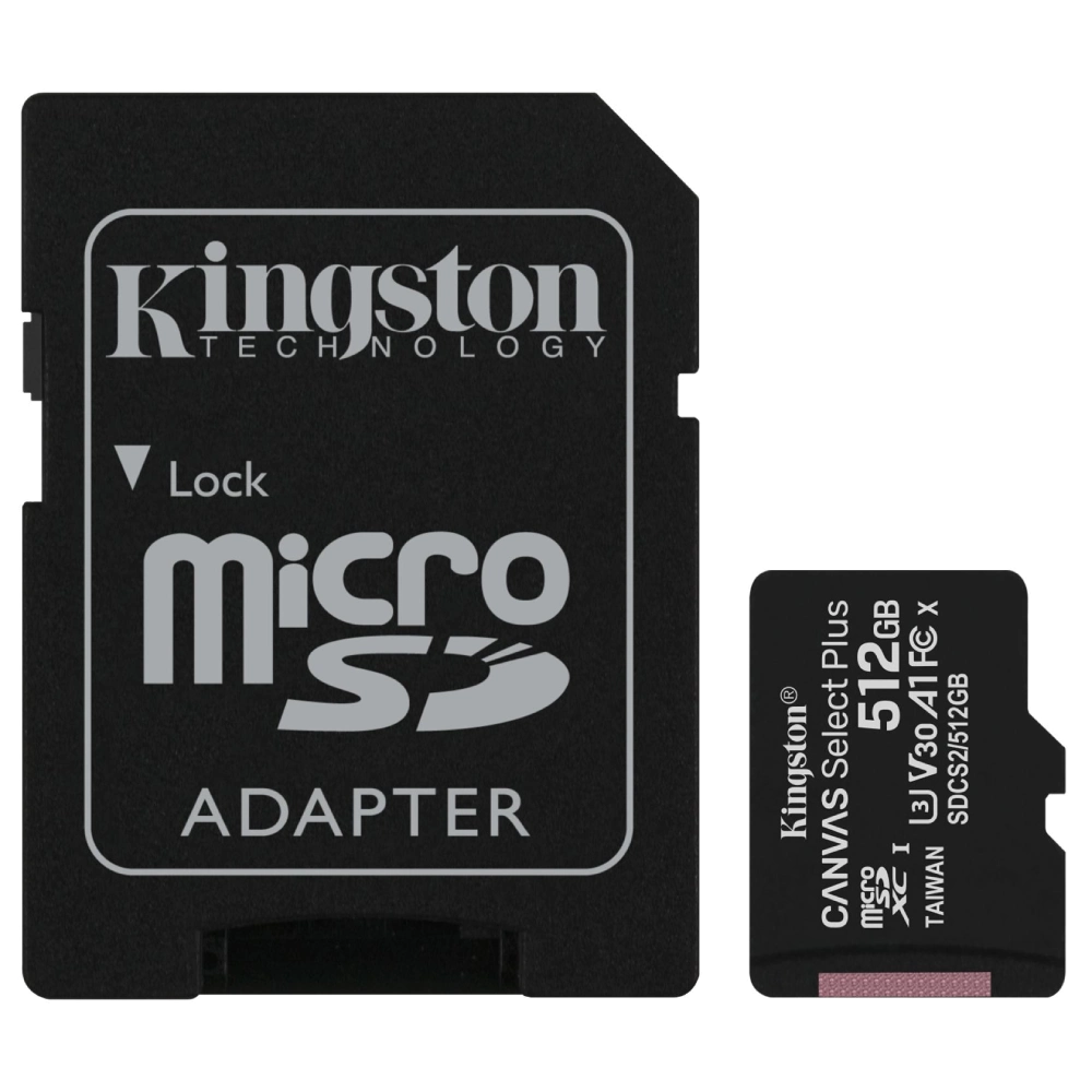 Kingston 512GB micSDXC Canvas Select Plus 100R A1 C10 Card + ADP