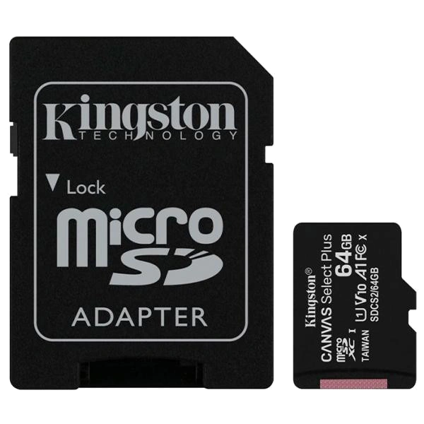 Kingston 64GB microSDXC Canvas Select Plus 100R A1 C10 Card + ADP