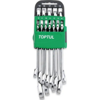 Ключ Toptul трещоточный реверсивный 8-19мм 10шт. на холдере (GSAQ1001)