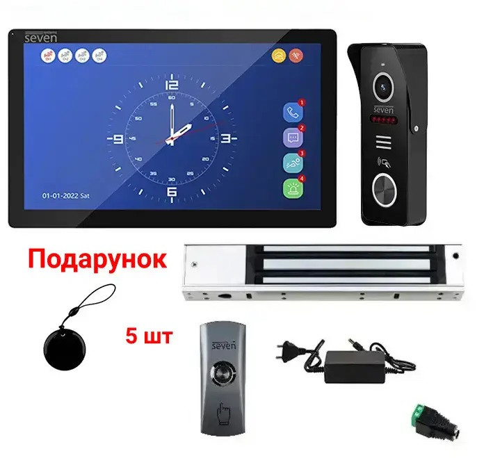 Комплект контроля доступа с магнитным замком 280 кг и Wi-Fi домофоном 10" SEVEN KD-7824