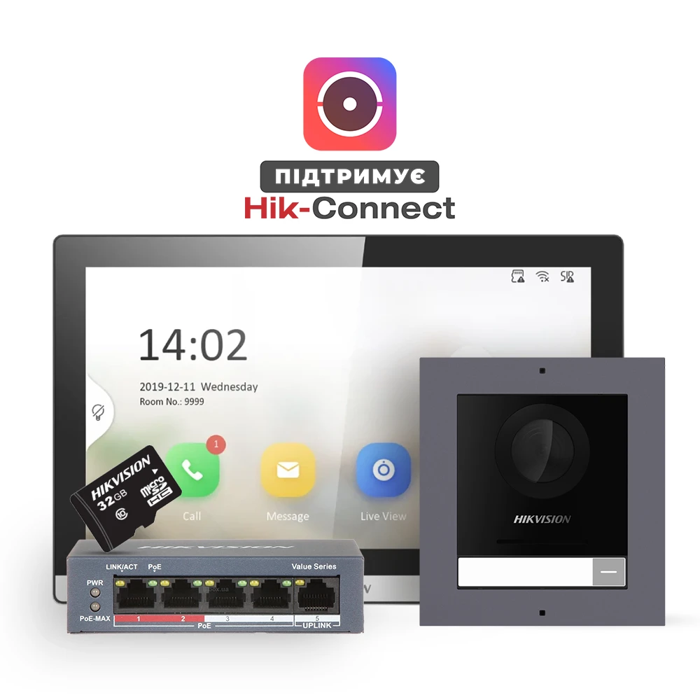 Комплект (накладная панель) Hikvision DS-KD8003-IME1(B)+DS-KH6350-TE1+HS-TF