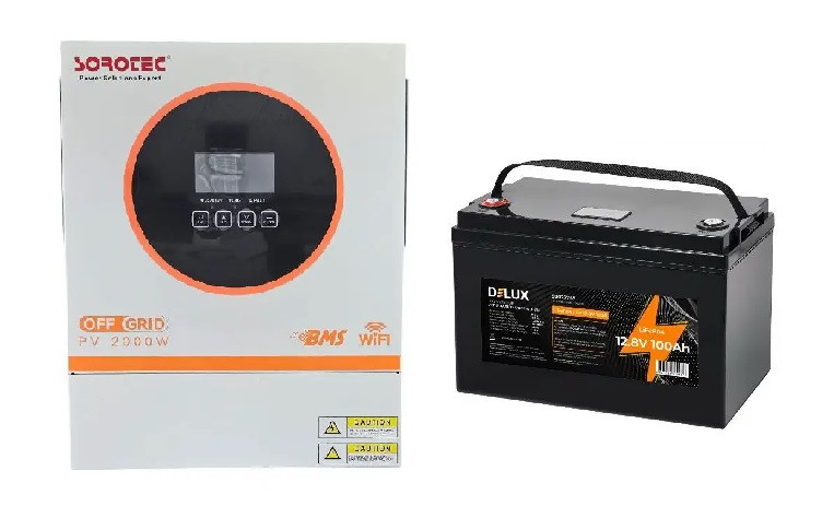 Комплект резервного живлення Sorotec REVO VM II PRO 1.6kW/12V з АКБ LiFePO4 12.8V/100Ah 1280Wh