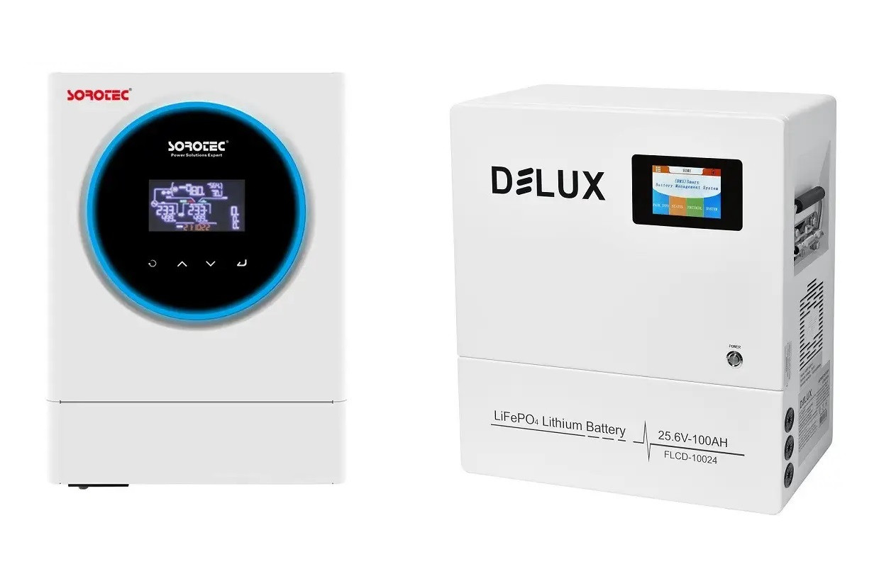 Комплект резервного живлення Sorotec REVO VM IV PRO-T 4kW/24V з АКБ LiFePO4 25.6V/100Ah 2560Wh