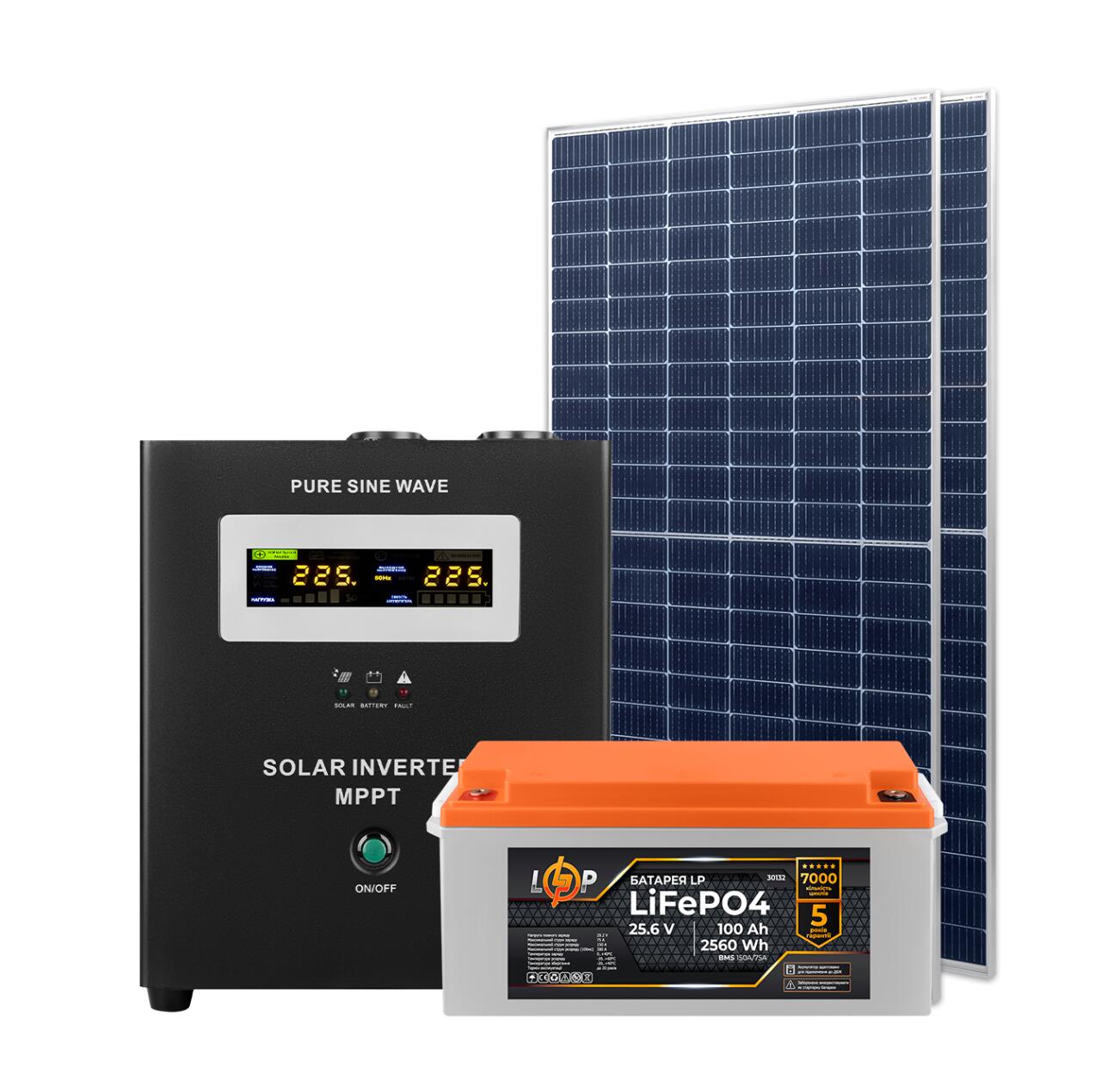 Комплект СЭС 1.4kW АКБ 2.56kWh (литий) 100 Ah Премиум
