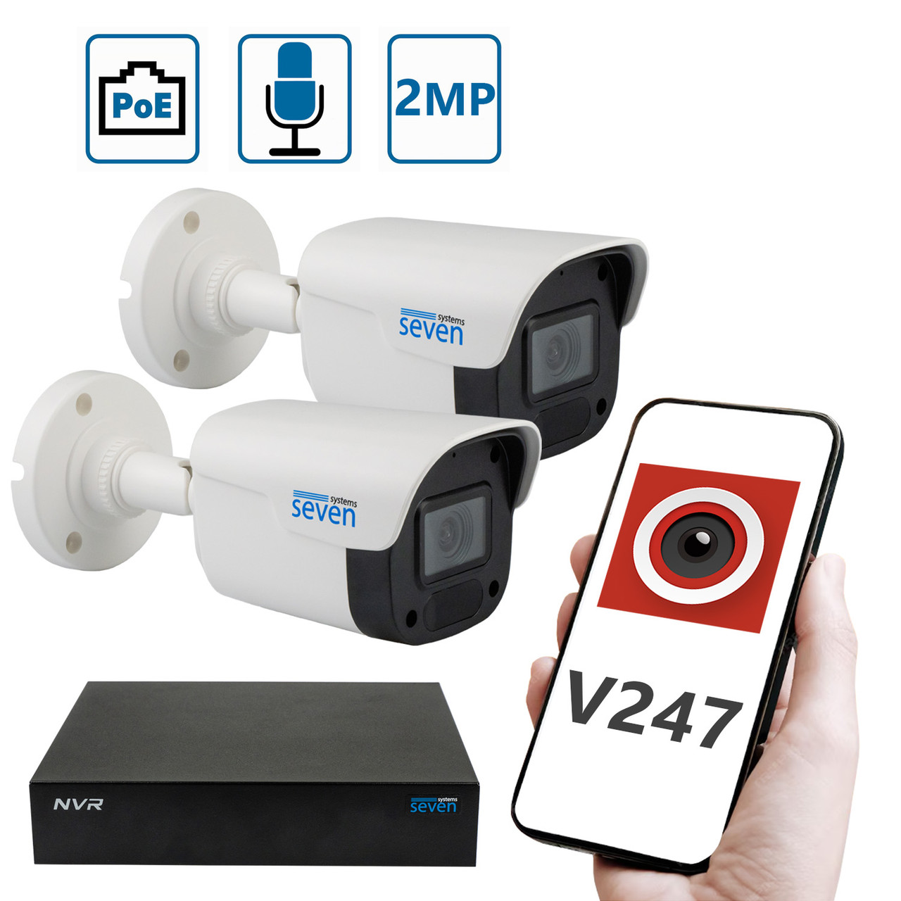 Комплект "Встанови сам" IP-відеоспостереження 2 Мп на 2 вуличні камери SEVEN 2B2KIT