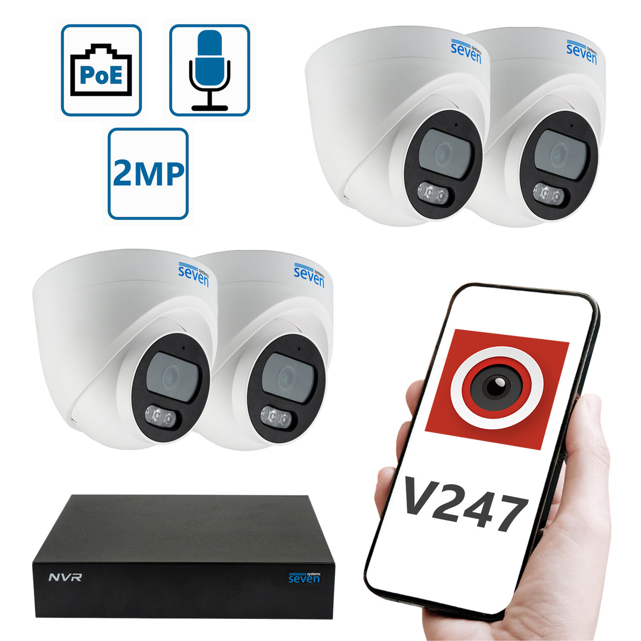 Комплект "Встанови сам" IP-відеоспостереження 2 Мп на 4 внутрішні камери SEVEN 4D2KIT