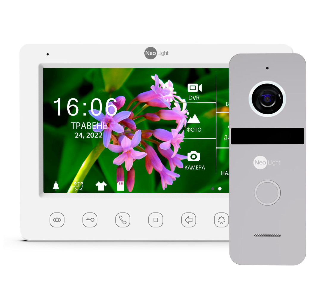 Комплект видеодомофона NeoLight Kappa+ HD WF 7 дюймов и вызывной панели NeoLight SOLO FHD Silver