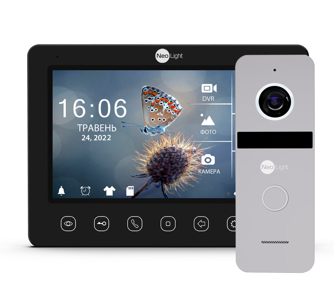 Комплект видеодомофона NeoLight Kappa+ HD WF 7 дюймов и вызывной панели NeoLight SOLO FHD Silver