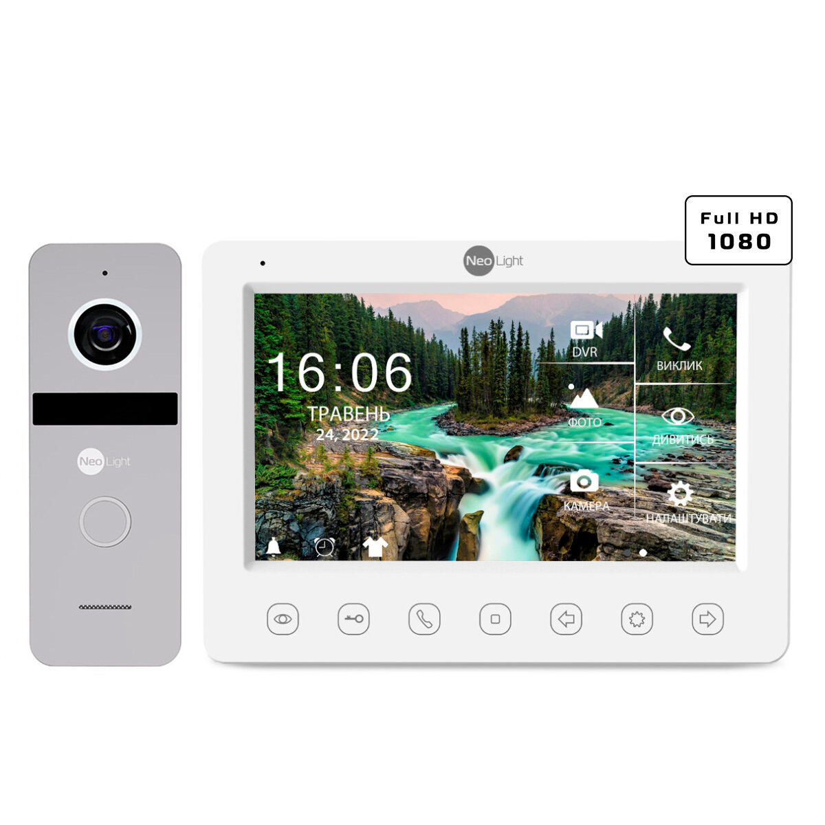 Комплект видеодомофона NeoLight KAPPA+ HD и панель вызова SOLO FHD Silver