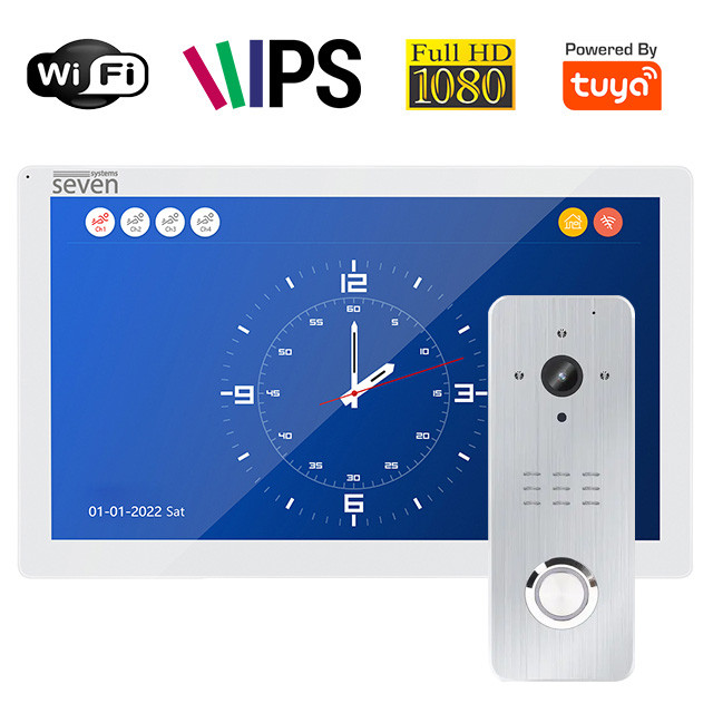 Комплект Wi-Fi домофона 10 дюймов с вызывной панелью SEVEN DP-7517/07Kit white