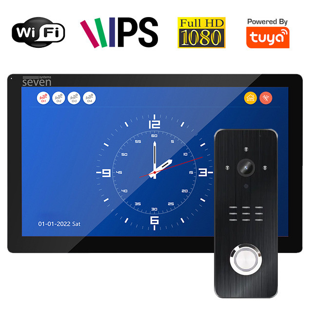 Комплект Wi-Fi домофона 10 дюймов с вызывной панелью SEVEN DP-7517/07Kit black