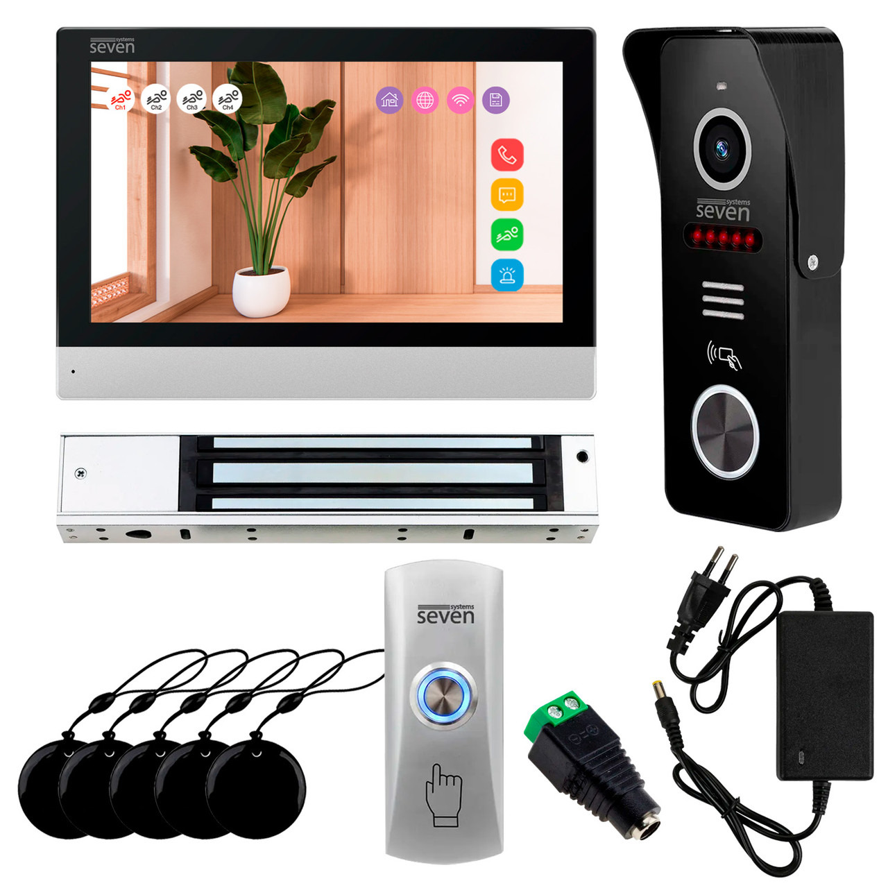 Комплект Wi-Fi домофона 7 дюймов с магнитным замком 280 кг SEVEN KD-7820d