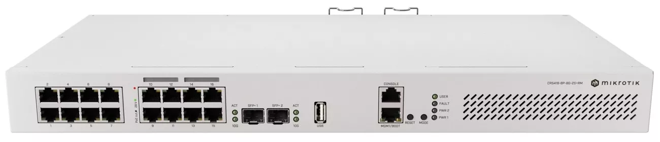 Комутатор керований MikroTik CRS418-8P-8G-2S+RM
