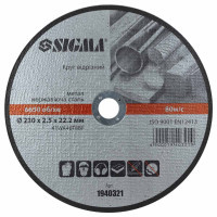 Круг отрезной Sigma по металлу и нержавеющей стали 230x2.5x22.2мм, 6650об/мин (1940321)