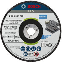 Круг відрізний Bosch Professional, для нержавіючої сталі та металу, 76×4×10 mm, 2 шт (2.608.601.705)
