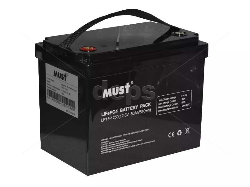 LiFePO4 аккумулятор Must LP15-1250 BT (4S 12V/50Ah Dis/Ch: 50A/50A)