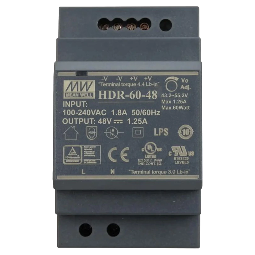Mean Well HDR-60-48 48B 1.25А для монтажа на DIN рейку