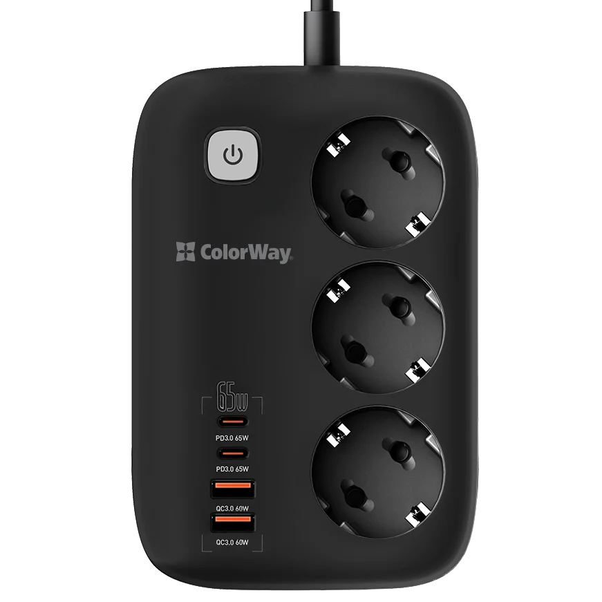 Мережевий фільтр СolorWay CW-CHE34PDB 3 розетки/4USB GaN3 Pro PD
