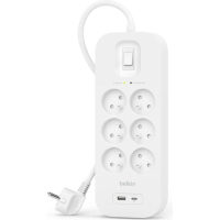 Мережевий фільтр живлення Belkin 6хТипE, 16А, USB-A/USB-C 18Вт, 2м (SRB002CA2M)