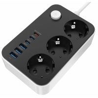 Мережевий фільтр живлення ColorWay CW-CHE36PDB, 3 розетки/ 3USB + 3TYPE-C 2M (CW-CHE36PDB)