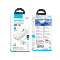 Мережевий фільтр живлення HOCO AC10A, 1 роз, 2 USB, 2 USB-C, 65W, 1,5м, White (HOCO AC10A/W)