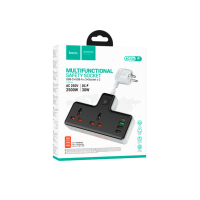 Мережевий фільтр живлення HOCO AC12A, 2 роз, 3 USB. USB-C, 30W, 1м, Black (AC12AB)