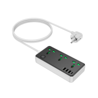 Мережевий фільтр живлення HOCO AC7A 3 роз, 3 USB, USB-C, 17W, 1,5м, Black/White (HOCO AC7A/B)