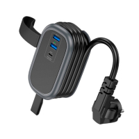 Мережевий фільтр живлення HOCO NS6 1 роз, 2 USB, USB-C, 30W, 1.1м, Black (NS6B)