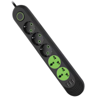 Мережевий фільтр живлення Meilepai F02U, 3роз EU + 2роз Universal, 3*USB Black (F02U-Black)