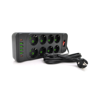 Мережевий фільтр живлення Meilepai F34U, 8 роз EU, 4USB, 2PD Black (F34U-Black)