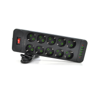 Мережевий фільтр живлення Meilepai F35U, 10 роз EU, 4USB, 2PD, 2м Black (F35U-Black)