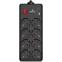 Мережевий фільтр живлення REAL-EL RS-PROTECT 805 3m, black (EL122300043)