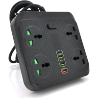 Мережевий фільтр живлення Voltronic TВ-Т18, 4роз, 2*USB+PD Black (OS-Т18-Black)