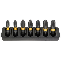 Набор бит DeWALT в касете для Tough Case, FlexTorq, L = 25 мм, Pz1 - 2 шт, Pz2 - 3 шт, Pz3 - 2 шт (DT70812)