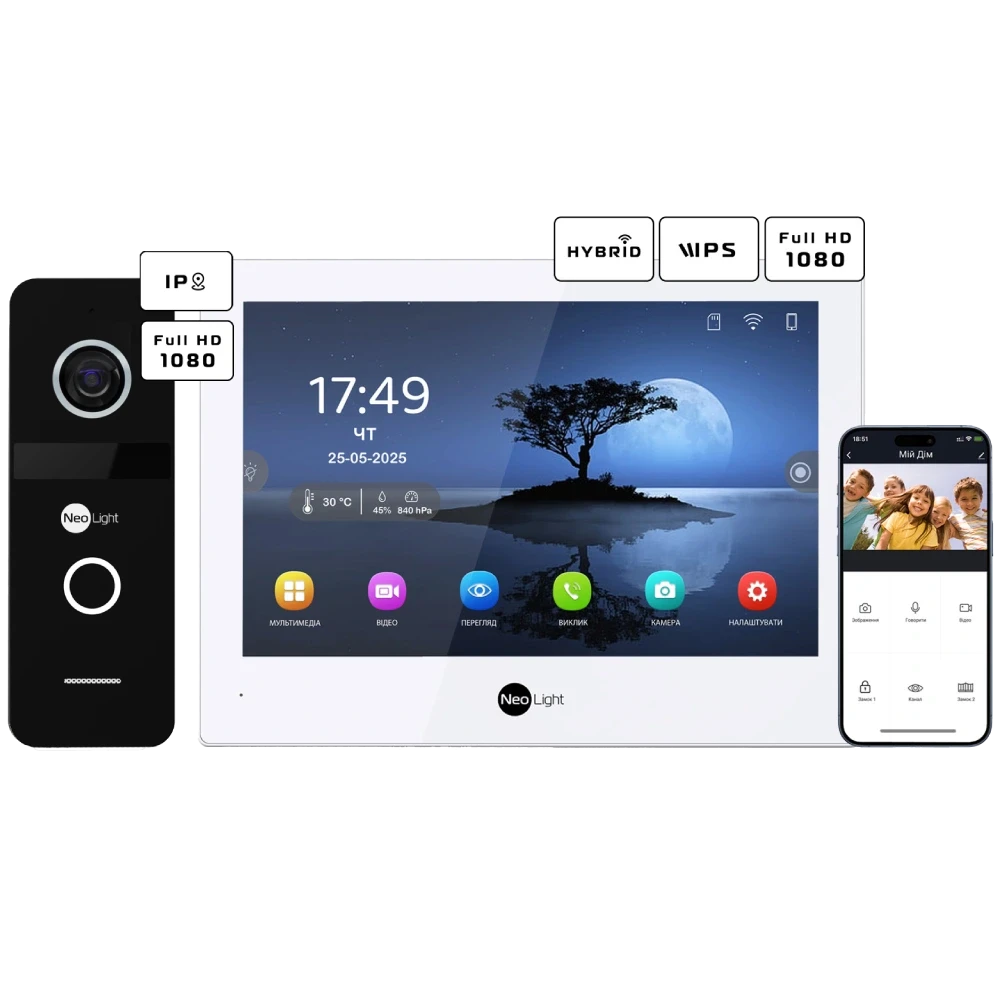 Neolight ALPHA Hybrid + SOLO IP Black с уголком, PoE адаптер для вызовной панели