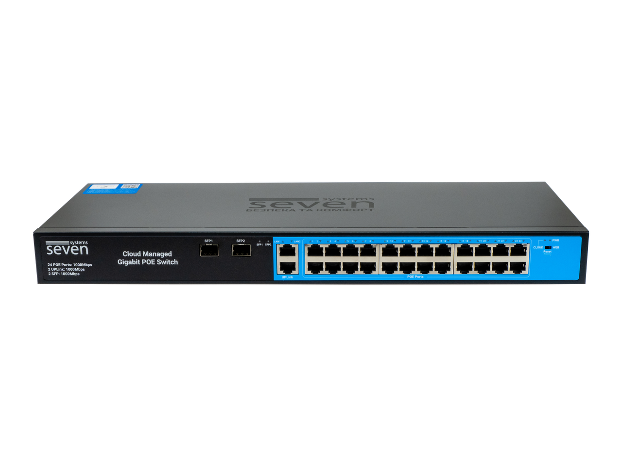 Облачно управляемый гигабитный 28-портовый PoE-коммутатор SEVEN GPS424 (Cloud POE: 24G, UP: 2G+2SFP)