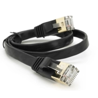 Патч-корд 0.5м UTP cat.7, CU, RJ45, плоский, black Weepda (PCMF-CU7/0.5Bk)
