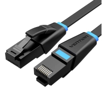 Патч-корд 2м, UTP cat 6 RJ-45 flat black Vention (IBJBH)