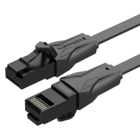 Патч-корд 3м, UTP cat 6 RJ-45 flat black Vention (IBABI)