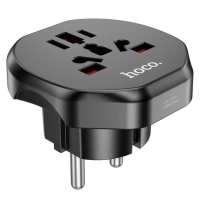 Перехідник Universal adapter US/UK/AU to EU bkack HOCO (6931474791511)