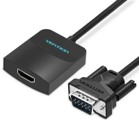 Перехідник VGA 15F to HDMI M 1080P 60Hz 3,5mm Audio 0.15m Vention (ACNBB)