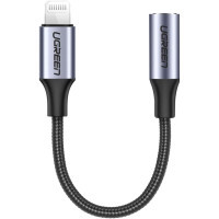 Переходник Lightning to 3.5mm 10cm Headphone Jack Adapter Model US211 gray Ugreen (30756)