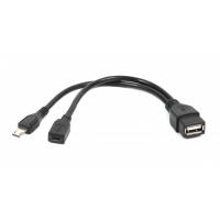Переходник OTG USB 2.0 AF to Micro 5P M+F 0.15m Cablexpert (A-OTG-AFBM-04)