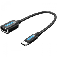 Переходник OTG USB 2.0 AF to USB-C 0.15m black Vention (CCSBB)
