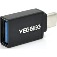 Переходник USB 3.0 AF to USB-C M OTG black VEGGIEG (OT-B)