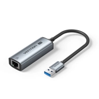 Переходник USB AM to RJ45 Ethernet 2500Mbps 0.15m aluminum gray Vention (CFSHB)