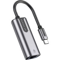 Переходник USB-C to RJ45 Ethernet 1000Mbps Aluminum black Vention (CFNHB)